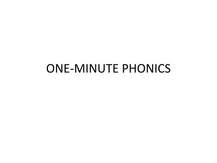 one minute phonics n.