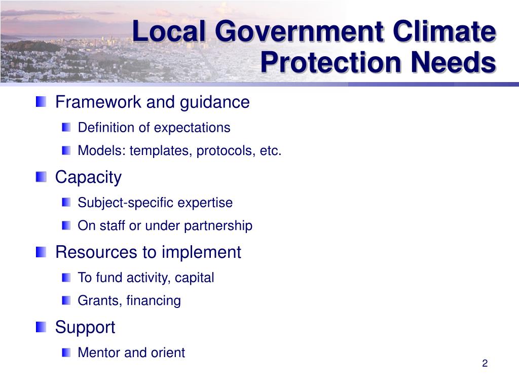 Support Climate Protection PPT - Climate Protection Assistance to Bay Area Local Governments ...