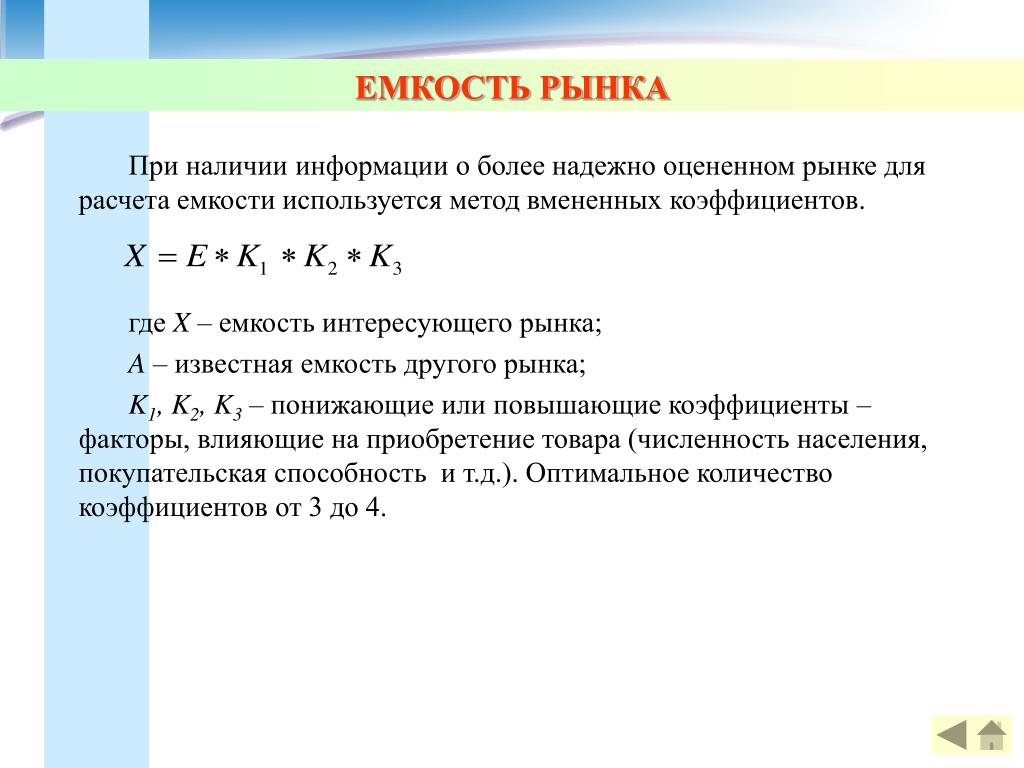 Расчет емкости рынка пример Определение емкости рынка (часть 2) презентация онлайн