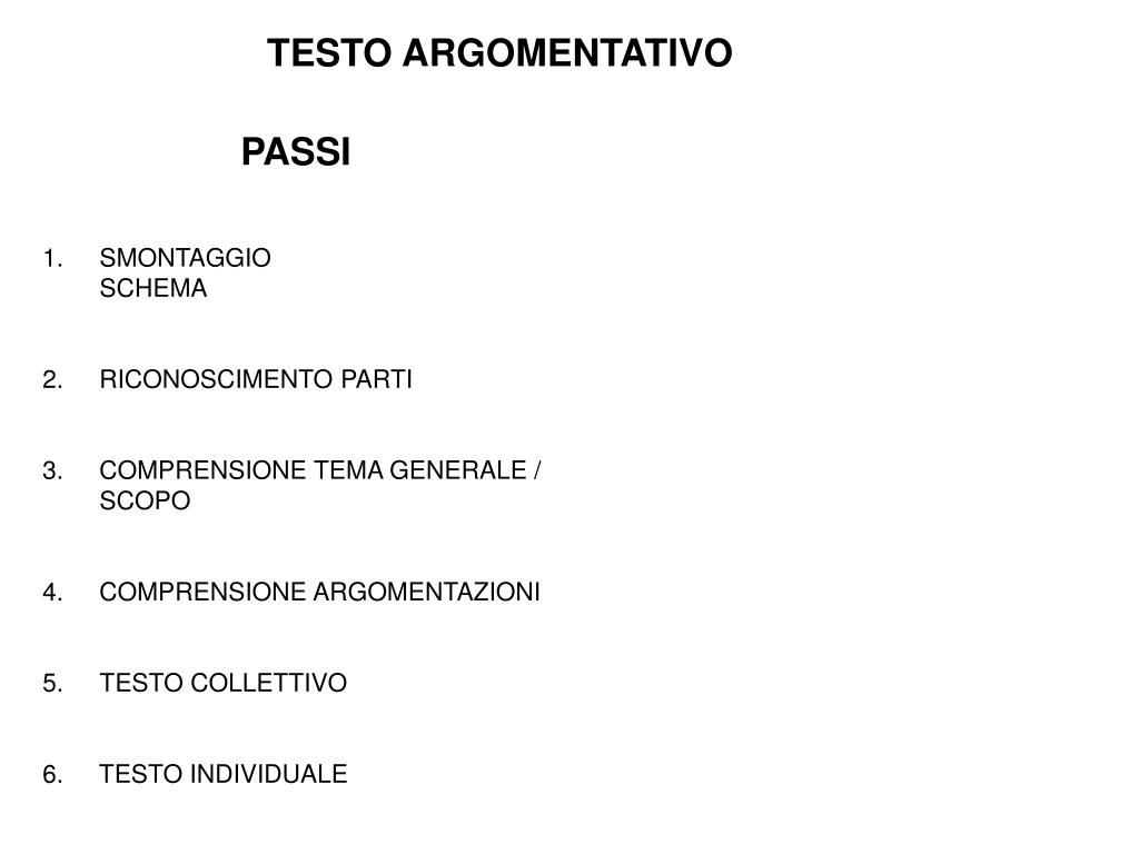 PPT TESTO ARGOMENTATIVO PowerPoint Presentation, free download ID