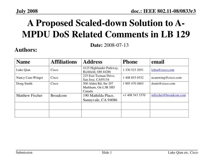 a proposed scaled down solution to a mpdu dos related comments in lb 129 n.