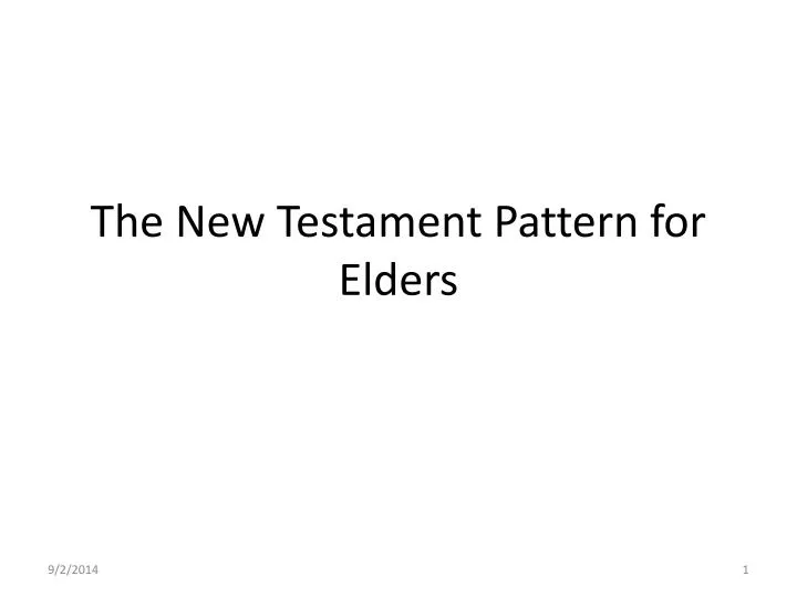 the new testament pattern for elders n.