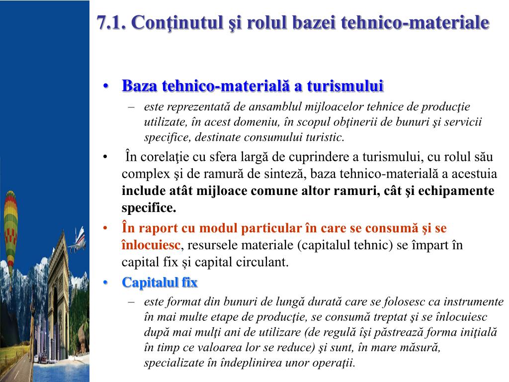 PPT - Cap. 7 BAZA TEHNICO-MATERIALĂ A TURISMULUI PowerPoint Presentation -  ID:3819020