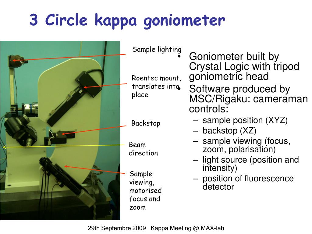 PPT - Usage of the Kappa goniometer on Proxima1 PowerPoint Presentation -  ID:3820041