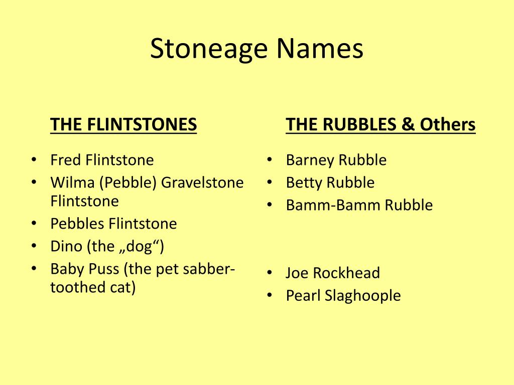 what are the names of the flintstones