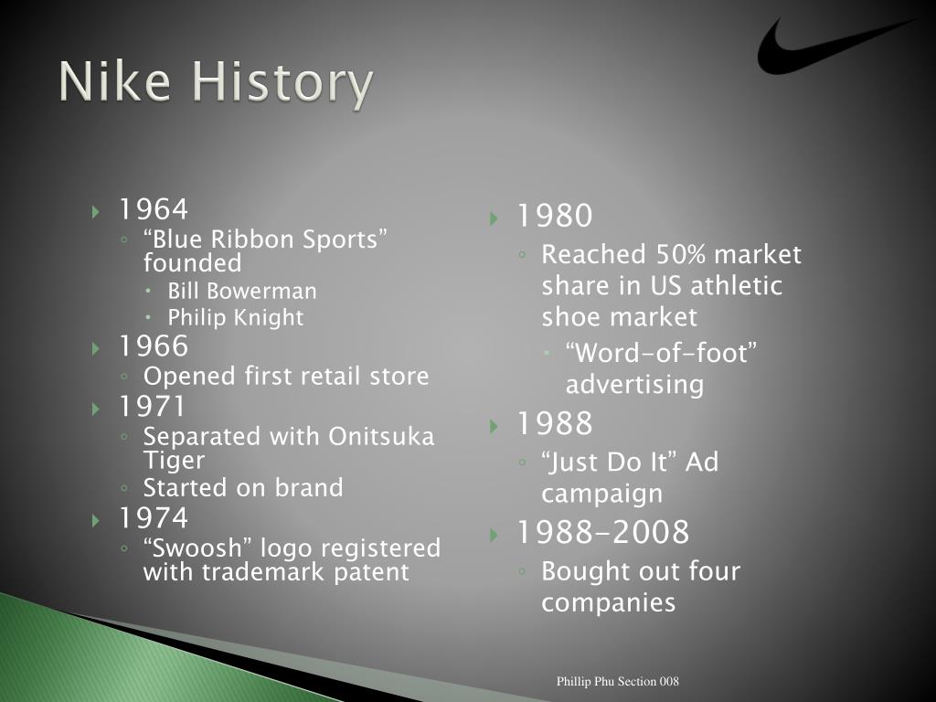 Brief history cheap of nike