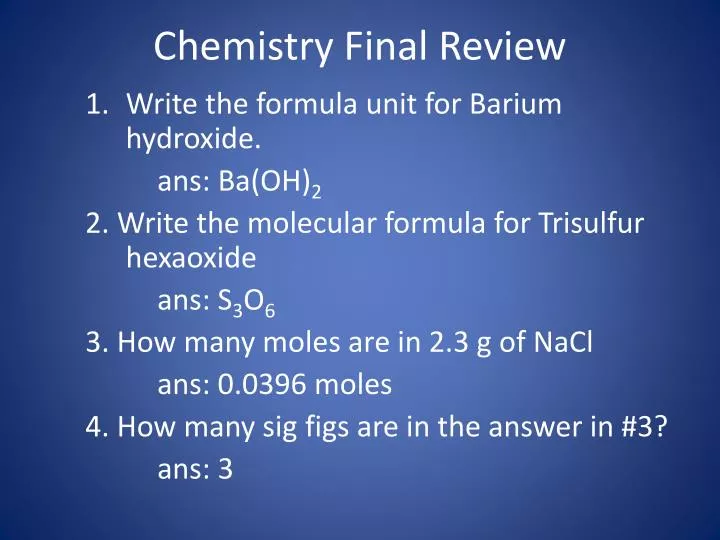 chemistry final review n.