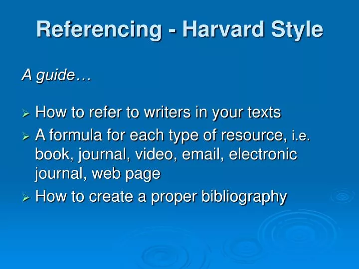 Harvard referencing format