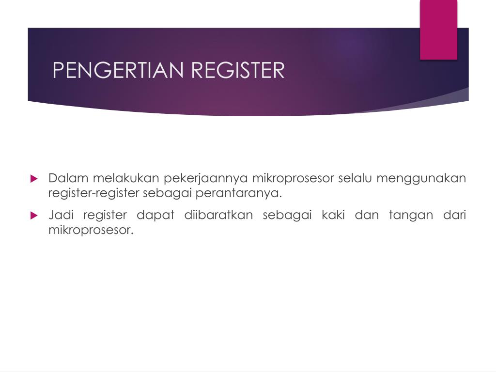 PPT - Struktur Register dan Metode Pengalamatan Memori PowerPoint ...
