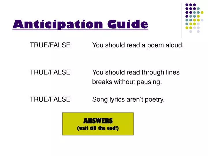 PPT Anticipation Guide PowerPoint Presentation Free Download ID 
