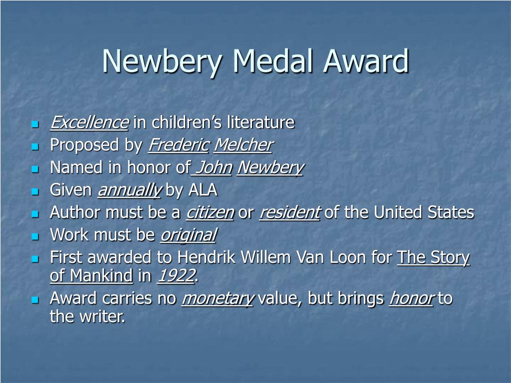 PPT The Newbery Award PowerPoint Presentation, free download ID3825243