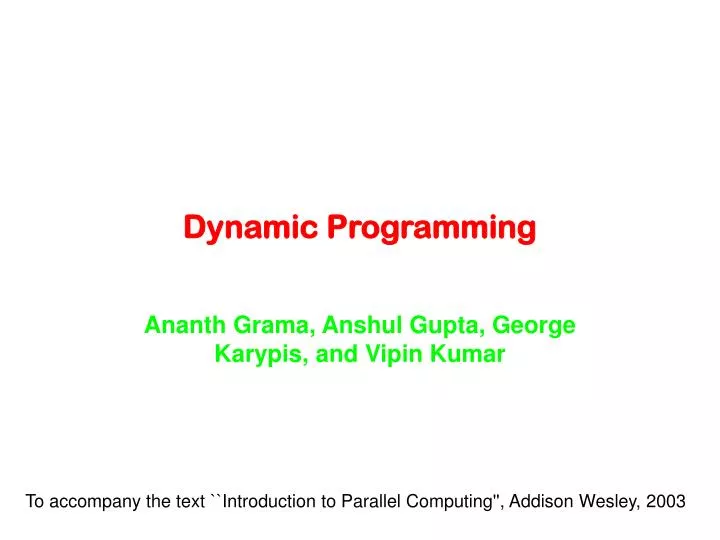 PPT - Dynamic Programming PowerPoint Presentation, free download - ID ...
