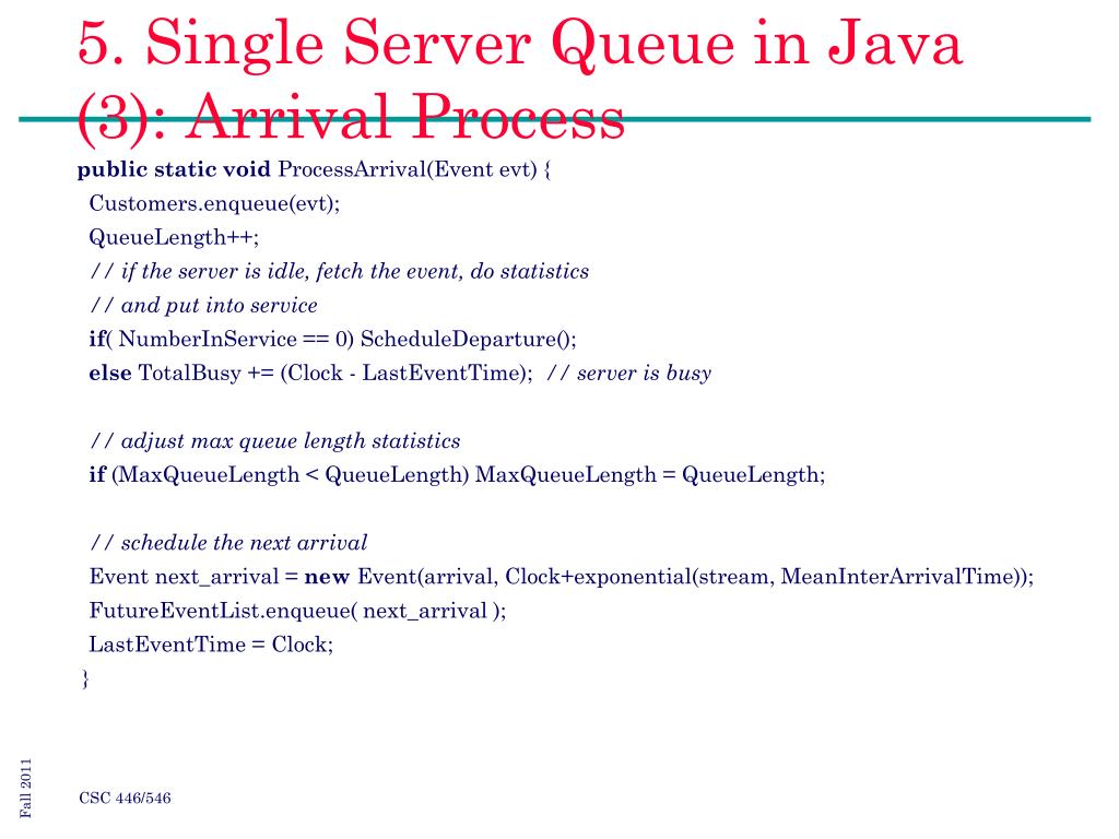 single server queue simulation program in java