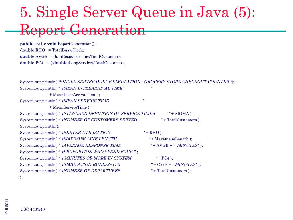 Single server queue simulation in java