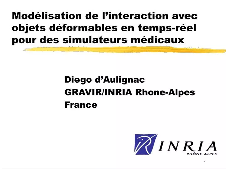 Ppt Modelisation De L Interaction Avec Objets Deformables En Temps Reel Pour Des Simulateurs Medicaux Powerpoint Presentation Id