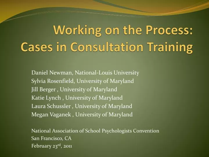 working on the process cases in consultation training n.
