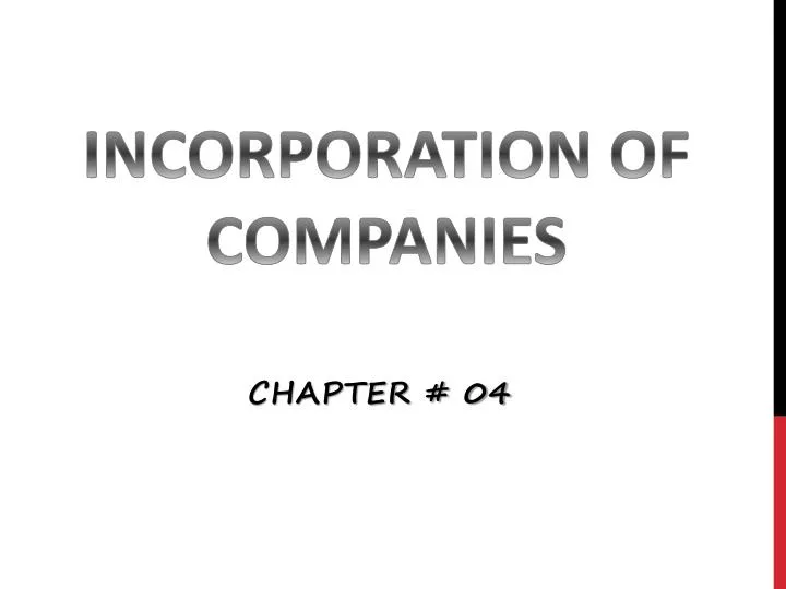 incorporation of companies n.