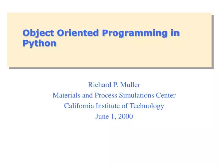PPT - Object Oriented Programming in Python PowerPoint Presentation ...