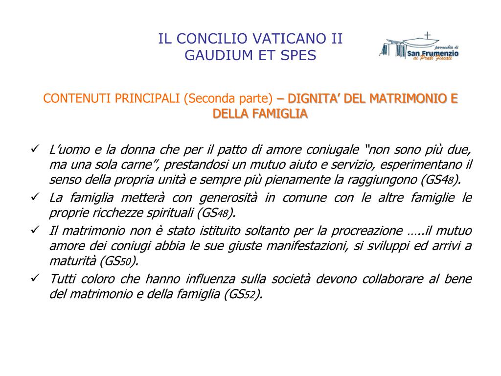 PPT - IL CONCILIO VATICANO II GAUDIUM ET SPES PowerPoint Presentation, free  download - ID:3830981