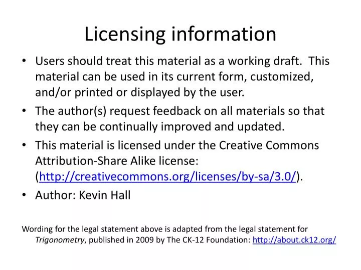 licensing information n.