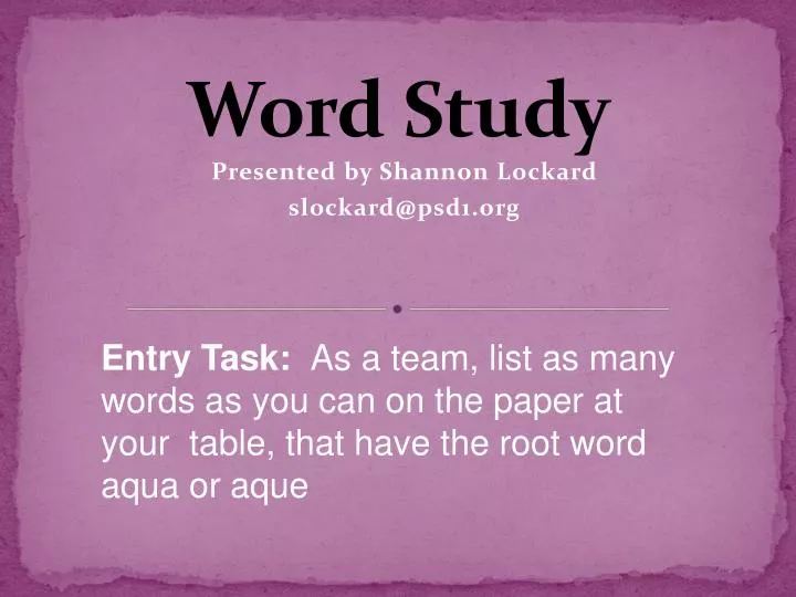 PPT Word Study PowerPoint Presentation Free Download ID 3834396