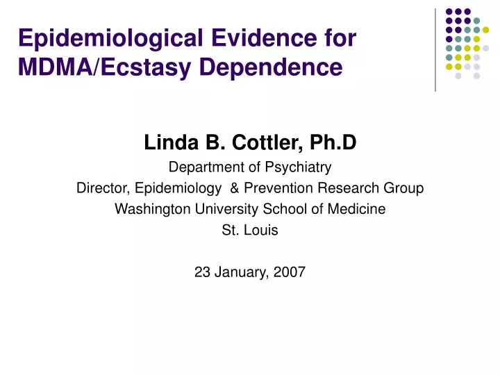 epidemiological evidence for mdma ecstasy dependence n.