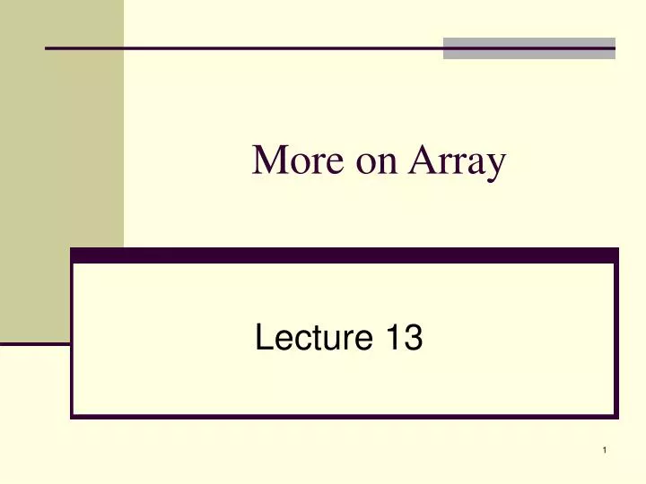 more on array n.