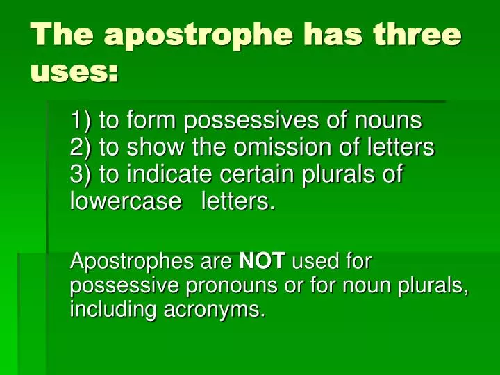 PPT - The apostrophe has three uses: PowerPoint Presentation, free ...