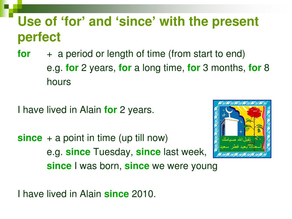 present perfect for since presentation