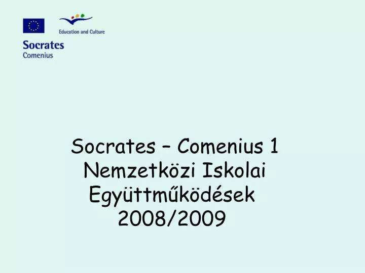 socrates comenius 1 nemzetk zi iskolai egy ttm k d sek 2008 2009 n.