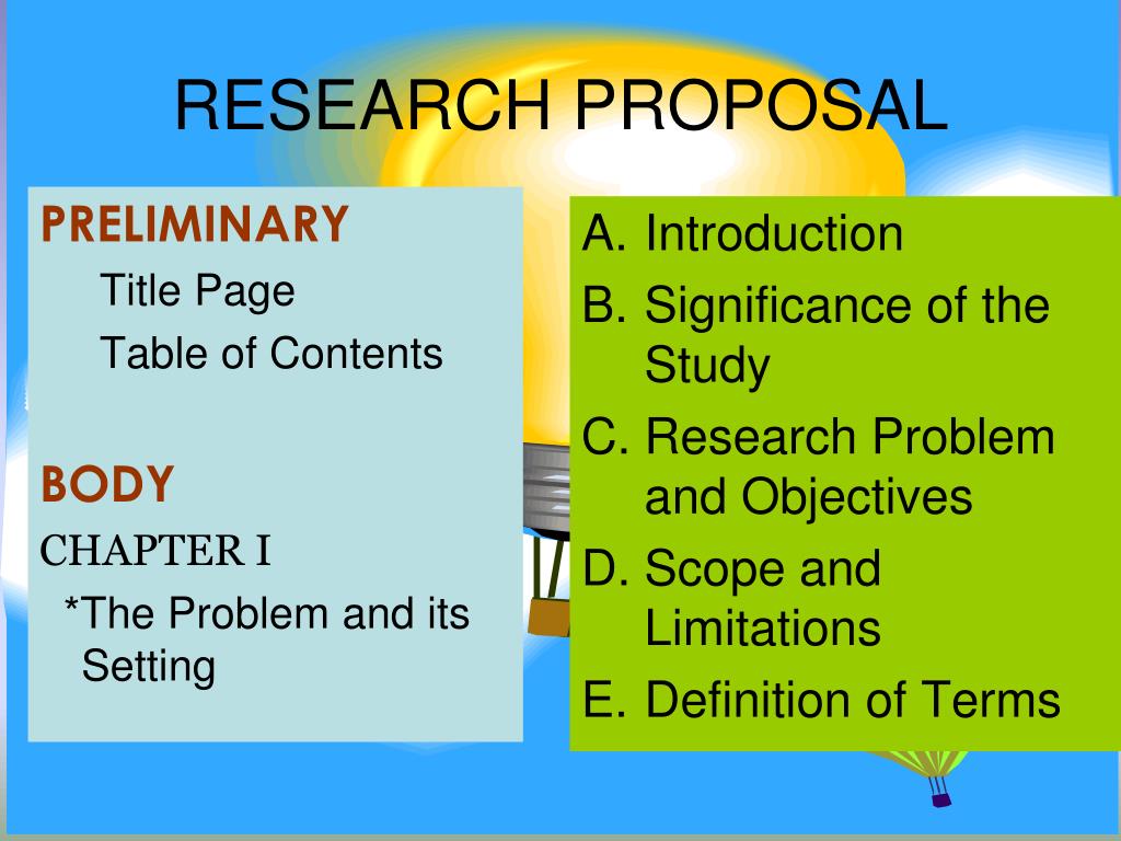 components of preliminary pages of research proposal