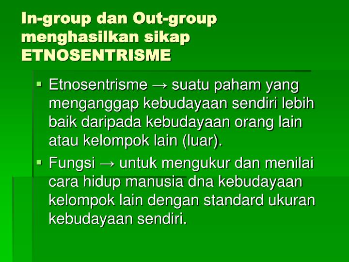 Sebutkan Contoh Etnosentrisme Dalam Kelompok In Group Dan 
