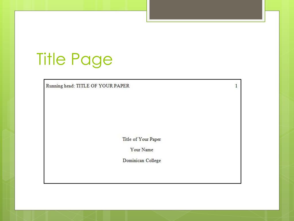 title page powerpoint presentation apa format