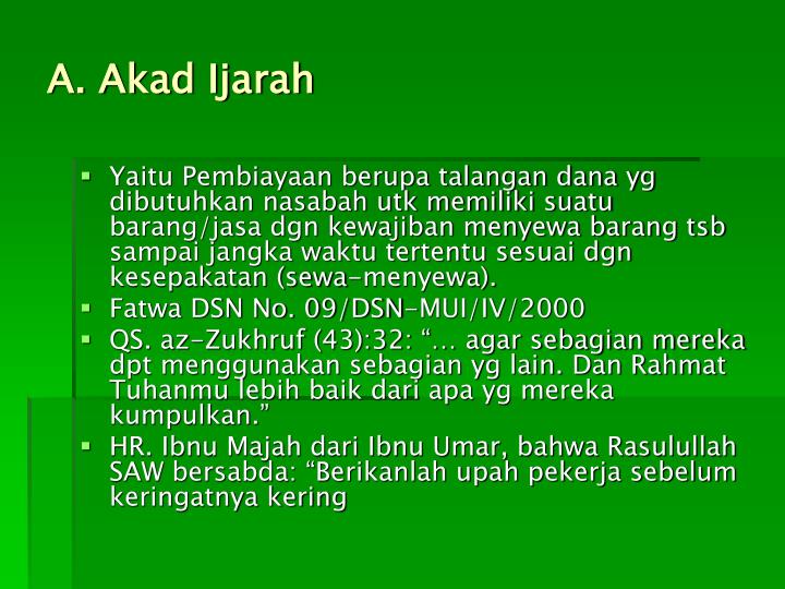 PPT - PENERAPAN AKAD PADA BANK SYARIAH (Ijarah, Wakalah, Hiwalah ...