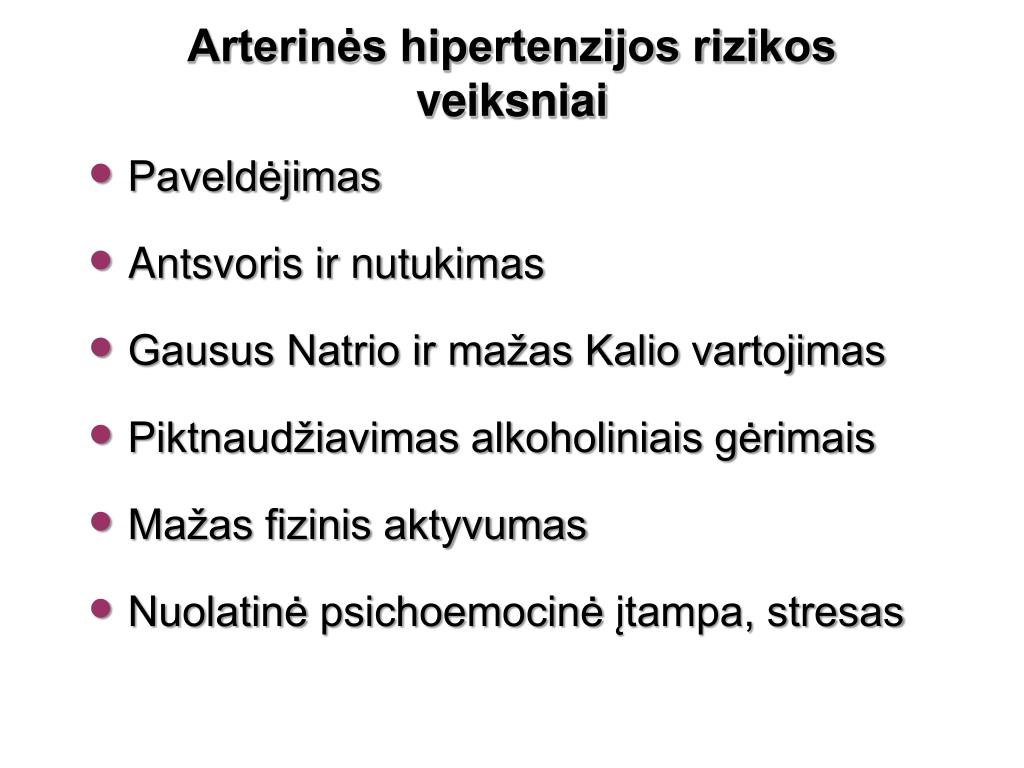 hipertenzijos 1 stadijos priežastys