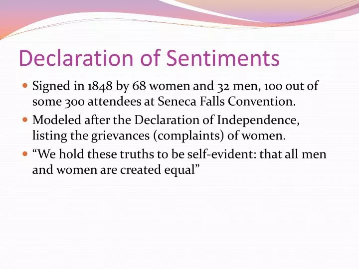 Ppt declaration of sentiments powerpoint presentation free download