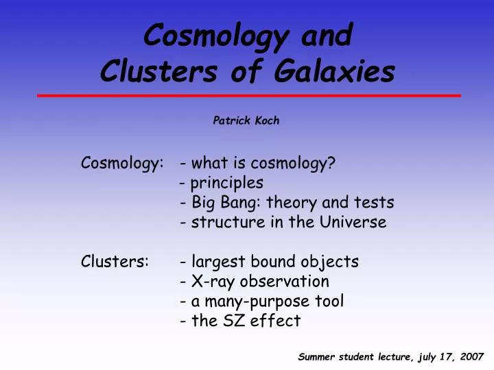 cosmology and clusters of galaxies n.