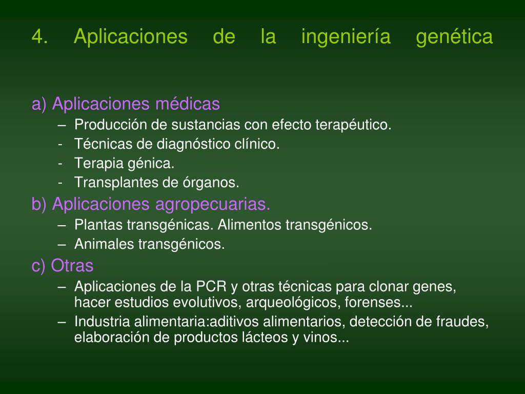 Ppt La Ingenieria Genetica Y Sus Aplicaciones Powerpoint