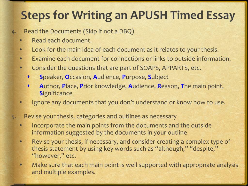 how to write an essay in apush