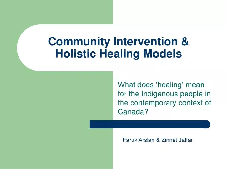 community intervention holistic healing models n.