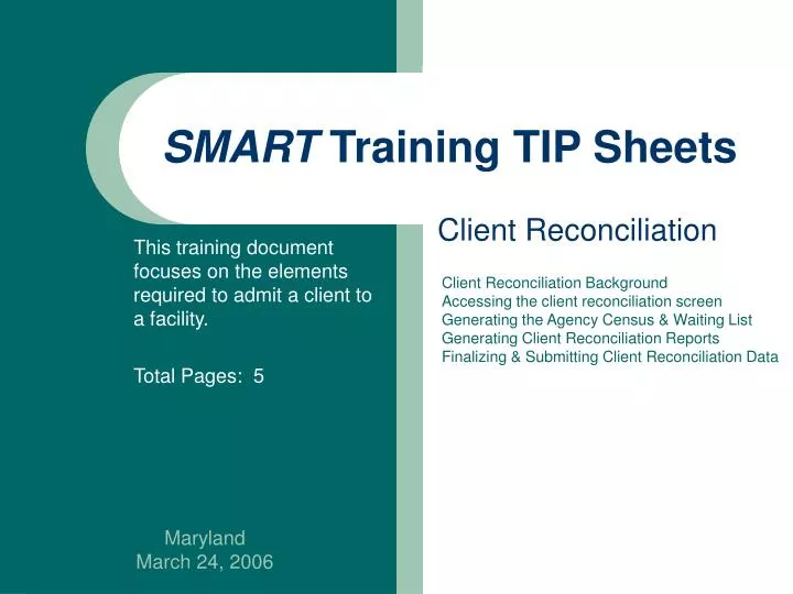 smart training tip sheets n.