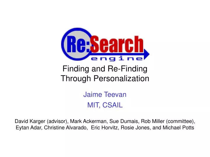 finding and re finding through personalization n.