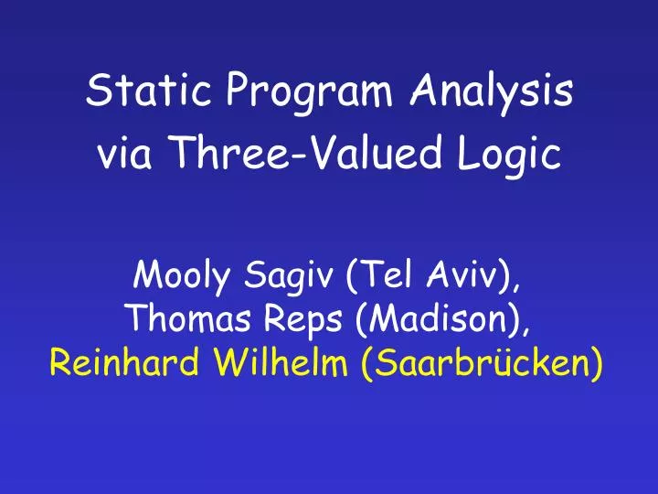 static program analysis via three valued logic n.