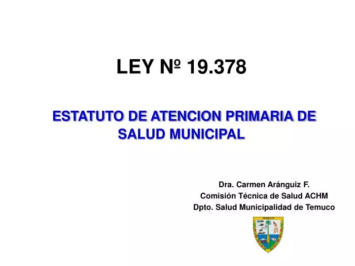ley n 19 378 estatuto de atencion primaria de salud municipal n.