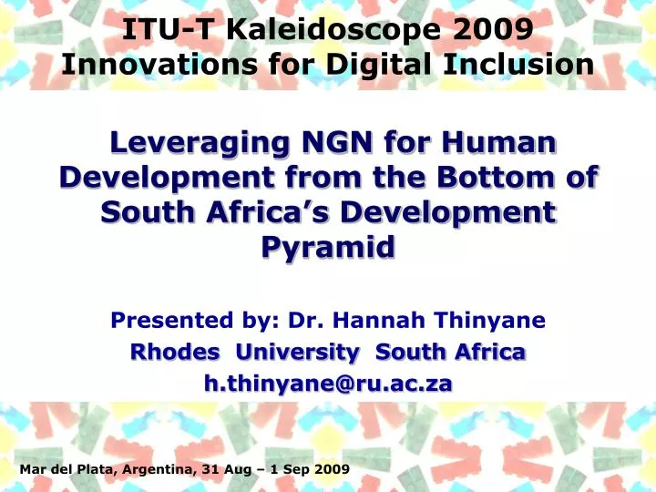 itu t kaleidoscope 2009 innovations for digital inclusion n.