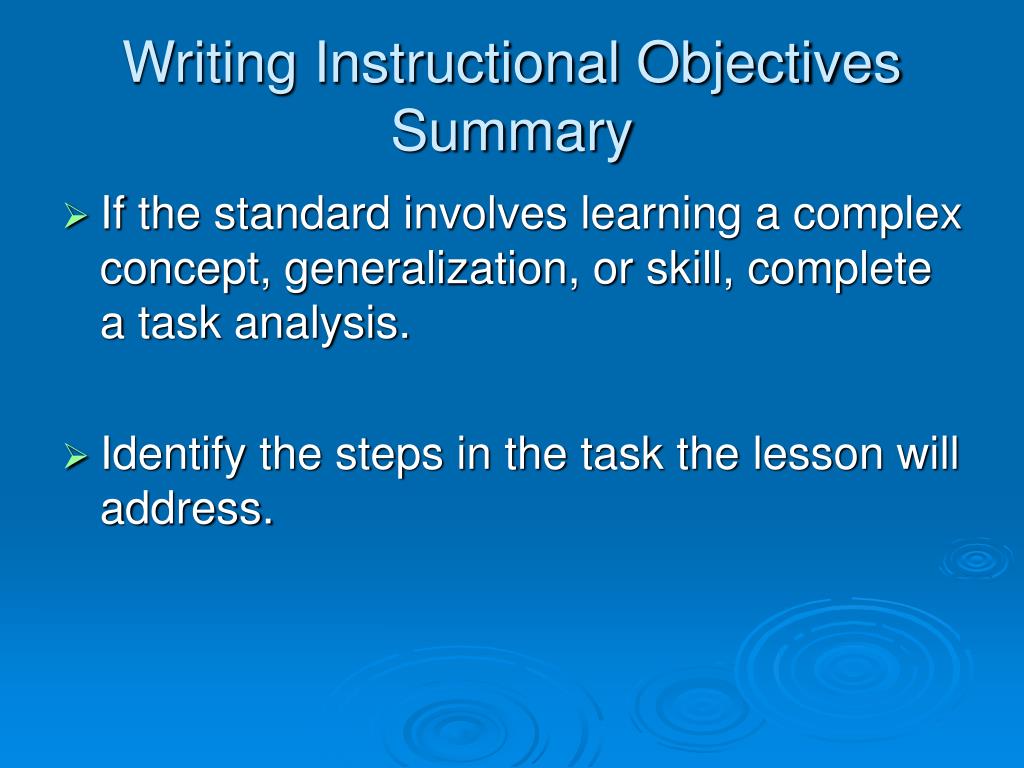 writing instructional objectives assignment passing score