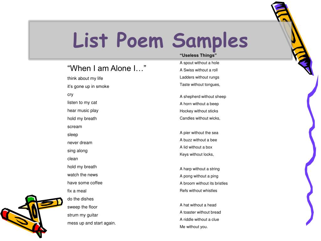 Sample Of A List Poem