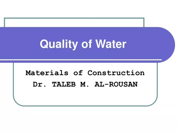 quality of water n.