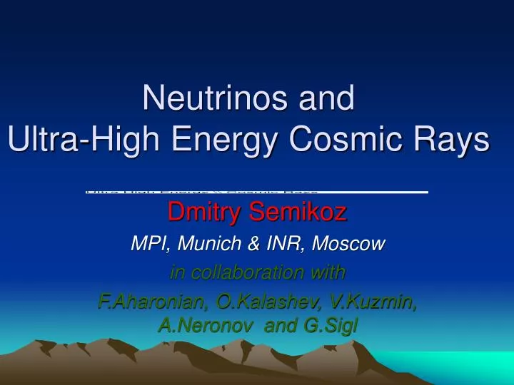 neutrinos and ultra high energy cosmic rays n.