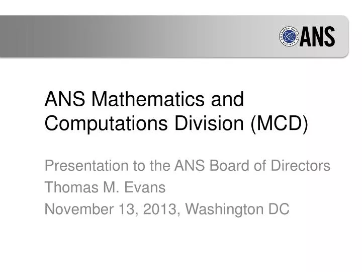 ans mathematics and computations division mcd n.